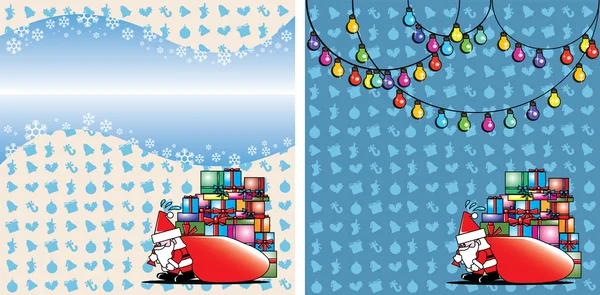 クリスマス カード サンタさんの重い仕事 — ストックベクタ