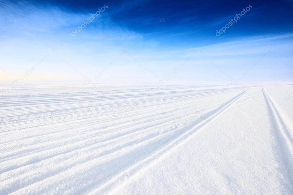 Winter road on ice