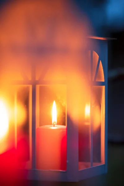Kerzen Laterne Selektiver Fokus Und Geringe Schärfentiefe — Stockfoto
