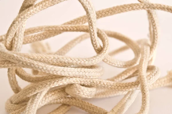 Tangled Rope White Background Selective Focus Shallow Depth Field — 图库照片