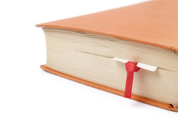 Close Book Bookmark White Background Selective Focus Shallow Depth Field — Stock Photo, Image