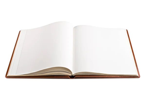 Open Book Blank White Pages Isolated White Background — 图库照片