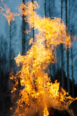 Kamp ateşi, ateş ve duman.