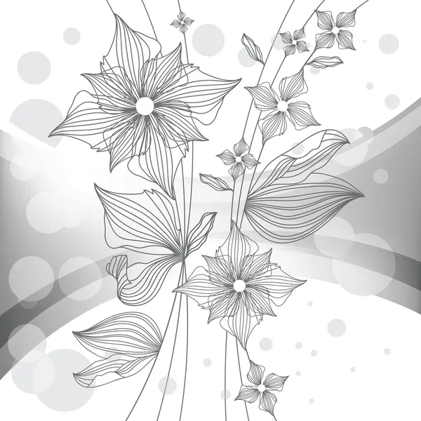 Fondo floral, ilustración vectorial monocromática — Vector de stock