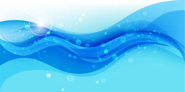 Wave background, abstract blue illustration, vector template clipart