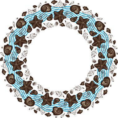 Round ornament made of shells clipart