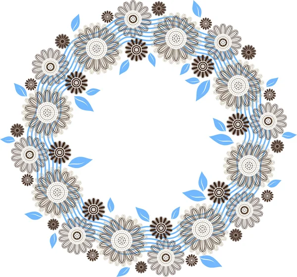 Blumenkranz, runde Ornamente — Stockvektor