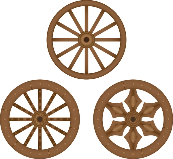 Viejas ruedas de madera — Vector de stock