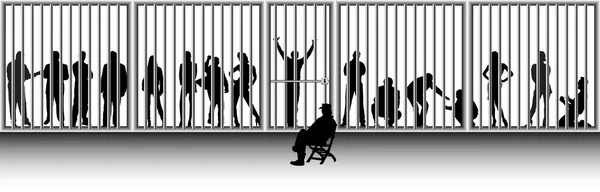 Police and prisoners — Stock Vector