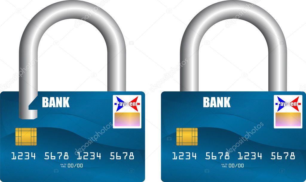 Bank card unlocked and locked