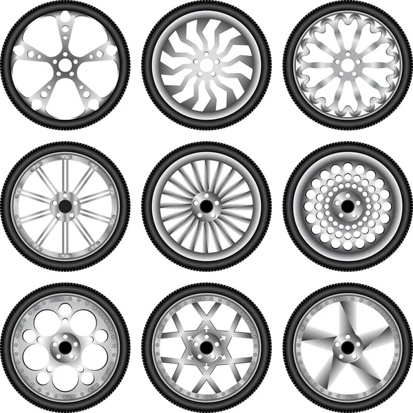 Wheels with rubber — Stock Vector