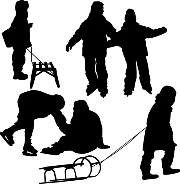Enfants sur neige — Image vectorielle