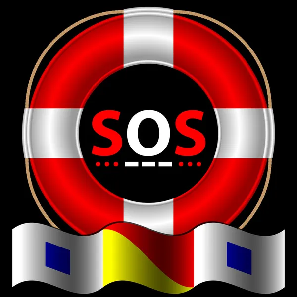 Símbolo SOS com cinto de salvação — Vetor de Stock