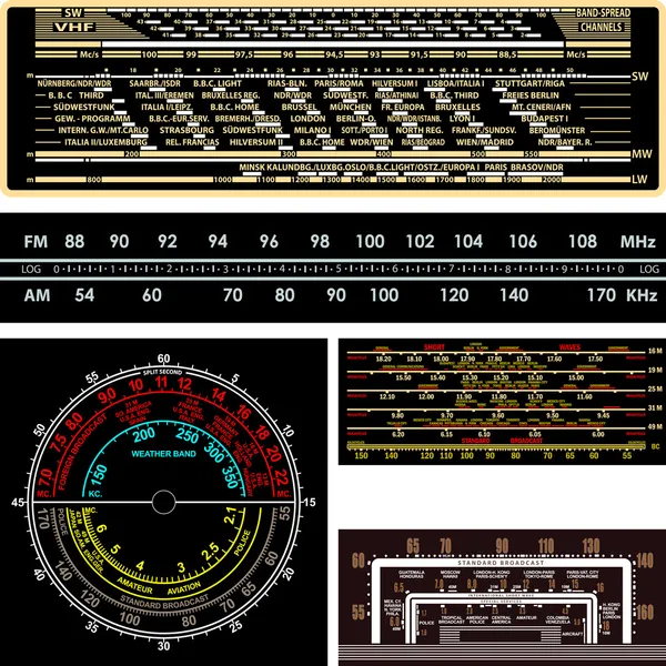 Diales de sintonía de radio — Archivo Imágenes Vectoriales