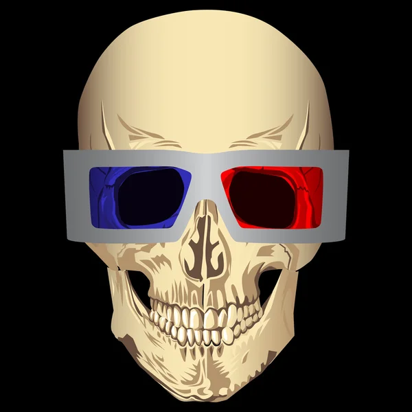 Skull with 3d glasses — Stock Vector