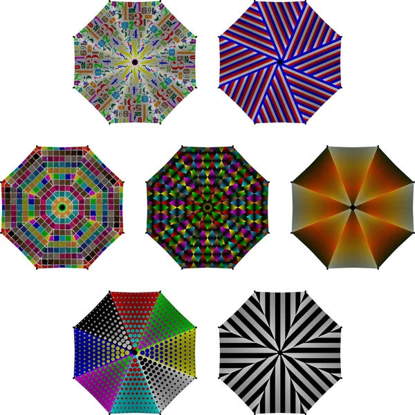 Umbrellas with different patterns — Stock Vector