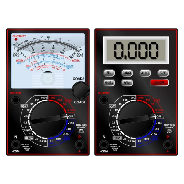 Analog och digital multimeter — Stock vektor