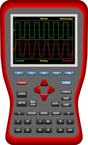 Handheld digital stora skärmen oscilloskop — Stock vektor