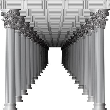 Entrance to a Greek temple in perspective clipart