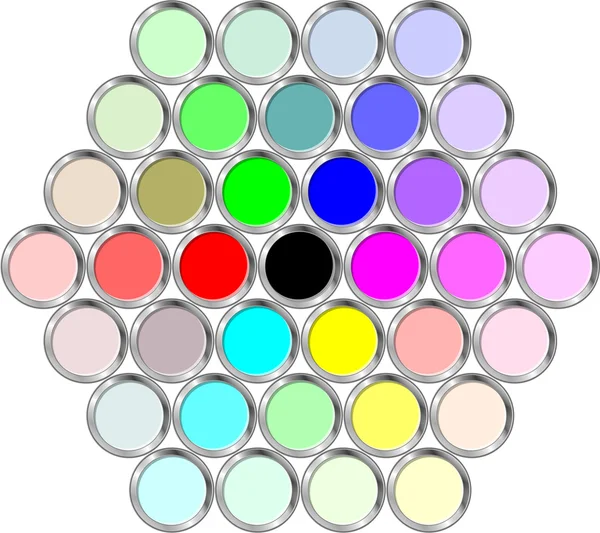 6 각형에 있는 페인트의 깡통 — 스톡 벡터
