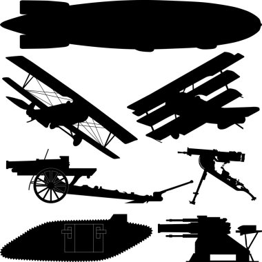 ı. Dünya Savaşı (büyük savaş silahlarının Silhouettes)