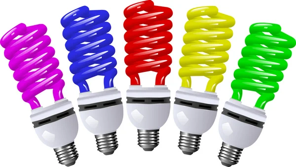 Cor da lâmpada de poupança de energia — Vetor de Stock