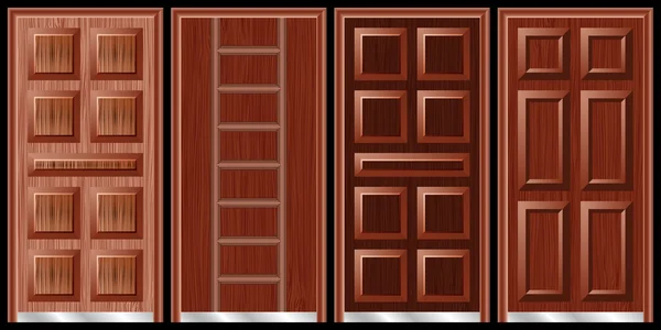 Puertas de madera negro — Vector de stock