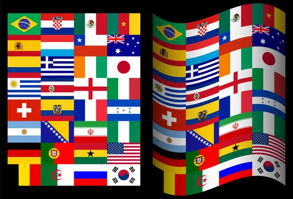 Banderas de los países participantes en la Copa del Mundo de Brasil en un — Archivo Imágenes Vectoriales