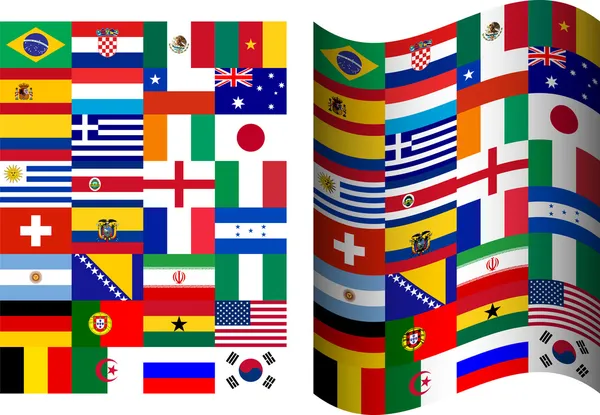 Bandeiras dos países participantes na Copa do Mundo no Brasil — Vetor de Stock