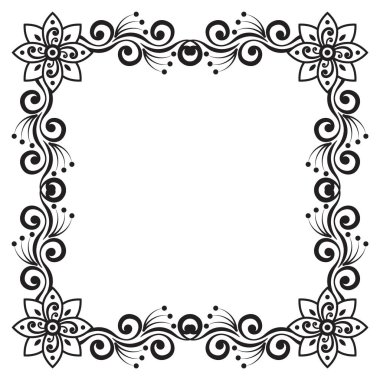 Süs çerçevesi, barok sınır çiçeği tarzı, tasarım davetiyeleri için dekoratif çiçek unsurları, tebrik kartları, etiketler, kapak kitabı, monogram, düğün dekorasyonu ve lazer kesimi, metin için yer