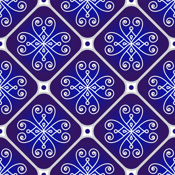 Порцеляновий Візерунок Керамічний Безшоломний Декор Синій Білий Сучасний Фон Дизайну — стоковий вектор