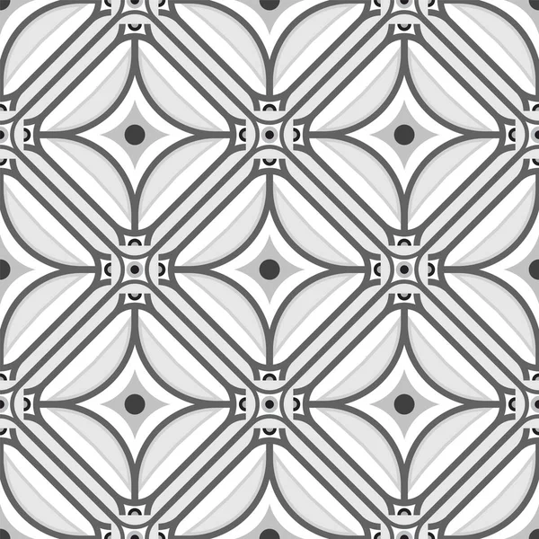 Ceramic Tile Pattern Colorful Seamless Floral Background Gray White Decorative — Stock Vector