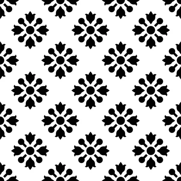 Dlaždice Vzor Vinobraní Damašek Tapety Bezešvé Květinové Pozadí Zadní Bílá — Stockový vektor