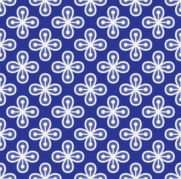 Bleu Blanc Motif Floral Sans Couture Vintage Japon Arrière Plan — Image vectorielle