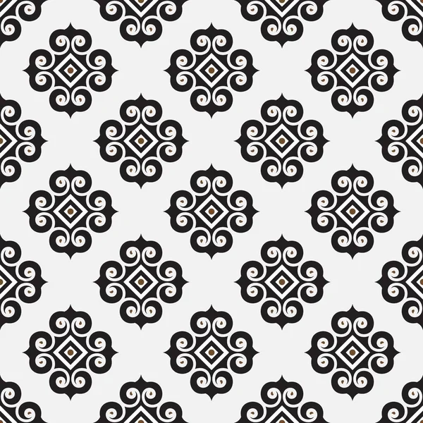 Tile Pattern Vintage Damask Wallpaper Seamless Floral Background Back White — Stock Vector