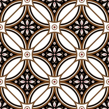 Modern Batik deseni, renkli dekoratif damaske duvar kağıdı, Paisley baskı elementleri, sanat eseri Malezya ve Endonezya 'nın kusursuz tasarımı, klasik çiçek arkaplanı, Kırmızı ve altın rengi Hindistan arkaplanı.