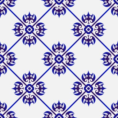 Porselen desen, seramik dikişsiz dekor, tasarım için mavi ve beyaz modern arkaplan, çinçin, çömlek, toprak, mozaik, doku, çivit, tekstil, batik, güzel, Çin duvar kağıdı, vektör