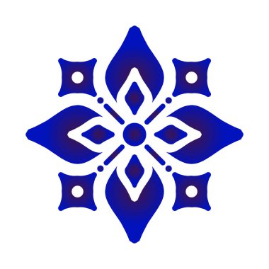 Halk sanatı yuvarlak süsü, soyut çiçek deseni, dairesel dekoratif, mavi ve beyaz mandala, porselen arka plan, çömlek çiçeği, seramik, kaleydoskop, yoga, Arapça, fayans, tabak, gzhel, vektör