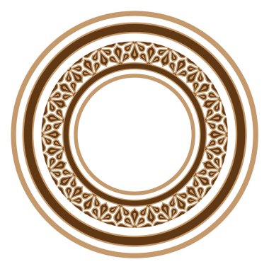 dekoratif kraliyet yuvarlak çerçeve, dairesel sınır süsü Viktorya dönemi tarzı, kaş ve altın mandala, porselen arkaplan, çömlek çiçeği, seramik, kaleydoskop, yoga, Arapça, damask, fayans, gzhel vektör