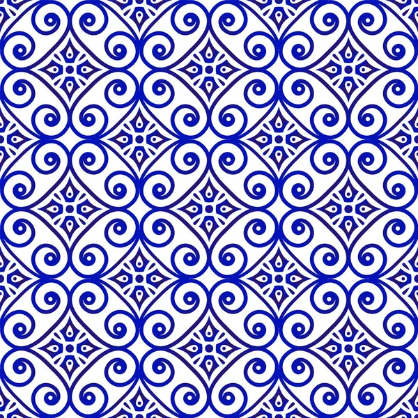 Patrón Azulejos Fondo Moderno Sin Costuras Para Cerámica Batik Textil — Vector de stock