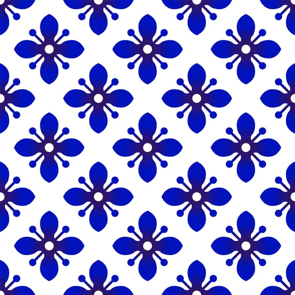 Patrón Porcelana Decoración Sin Costuras Cerámica Fondo Moderno Azul Blanco — Archivo Imágenes Vectoriales