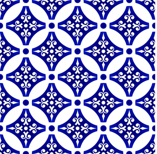 Patrón Azulejos Fondo Moderno Sin Costuras Para Cerámica Batik Textil — Vector de stock