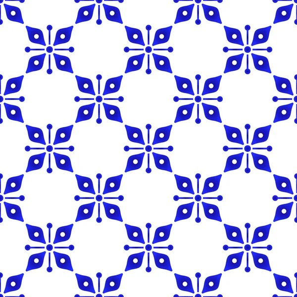 Patrón Porcelana Decoración Sin Costuras Cerámica Fondo Moderno Azul Blanco — Vector de stock