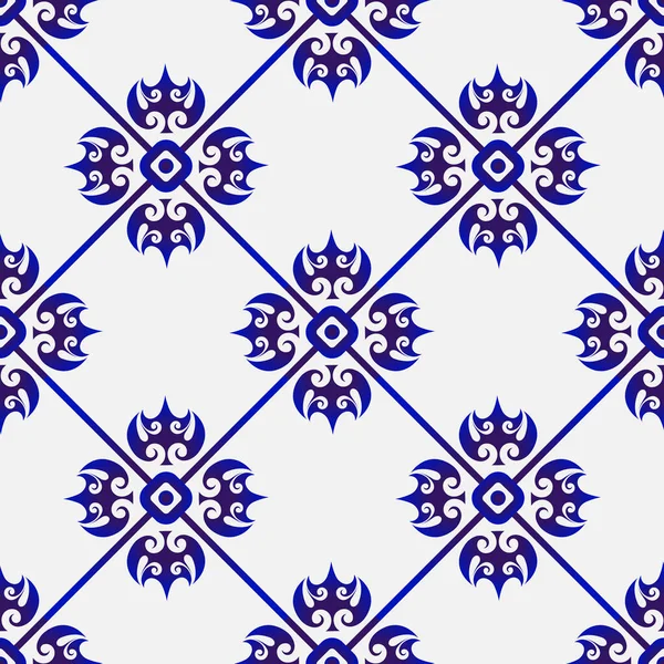 Motif Porcelaine Décor Sans Couture Céramique Fond Moderne Bleu Blanc — Image vectorielle