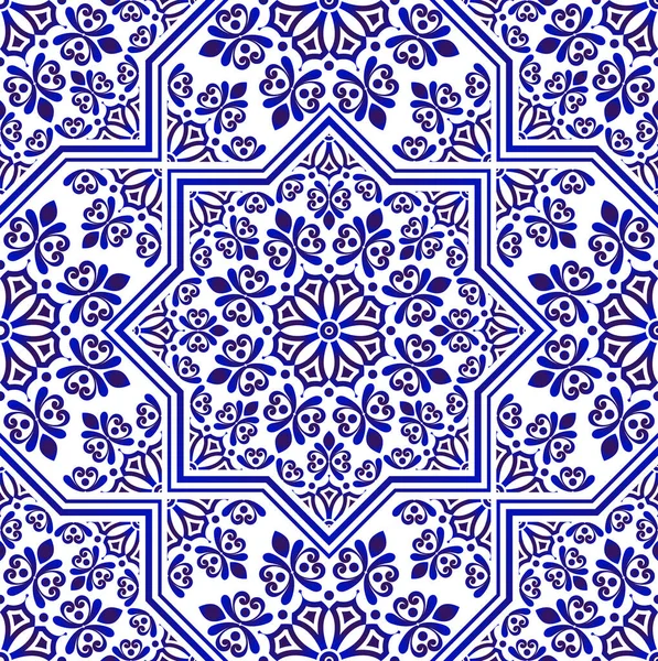 Patrón Azulejos Fondo Moderno Sin Costuras Para Cerámica Batik Textil — Vector de stock