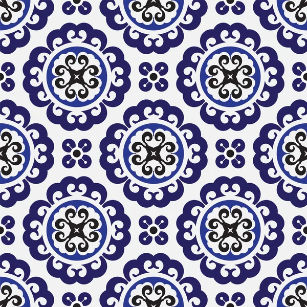 Patrón Azulejos Fondo Moderno Sin Costuras Para Cerámica Batik Textil — Vector de stock