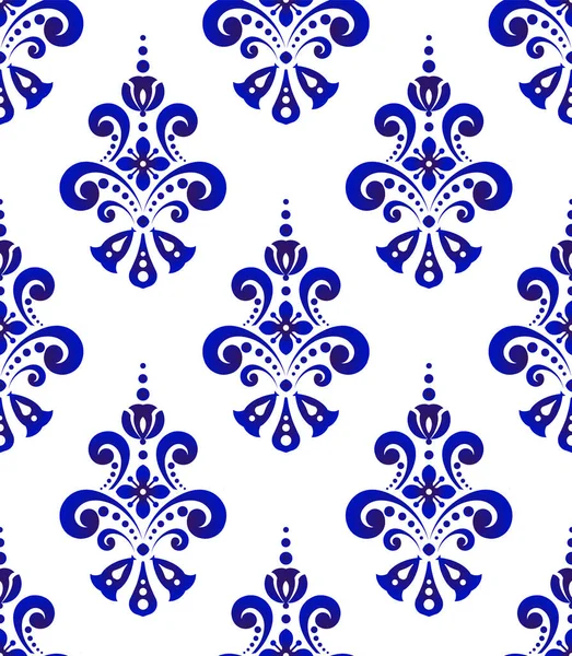 Motif Damassé Décor Floral Décoratif Fond Baroque Céramique Porcelaine Fond — Image vectorielle