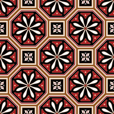 Modern Batik deseni, renkli dekoratif damaske duvar kağıdı, Paisley baskı elementleri, sanat eseri Malezya ve Endonezya 'nın kusursuz tasarımı, klasik çiçek arkaplanı, Kırmızı ve altın rengi Hindistan arkaplanı.
