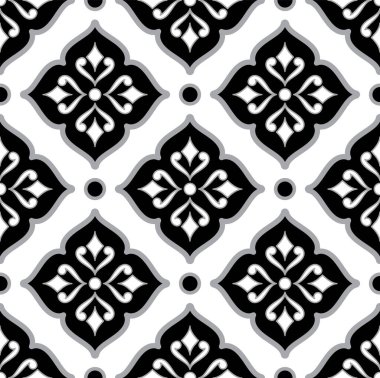 Fayans deseni, klasik damaske duvar kağıdı, dikişsiz çiçek arkaplanı, tasarım zemini, duvar, tekstil, kağıt, seramik, Portekiz süsü, Fas mozaiği, İspanyol sofra takımı için arka ve beyaz doku