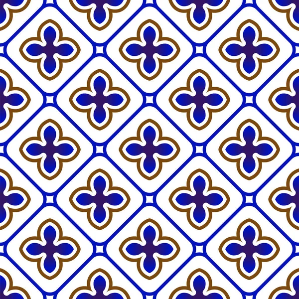 Porzellanmuster Keramik Nahtlose Dekor Blau Und Weiß Modernen Hintergrund Für — Stockvektor
